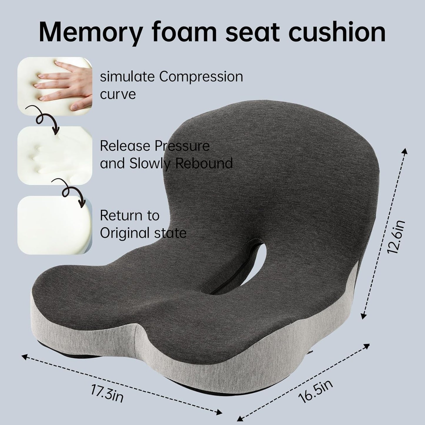 Orthopedic L-Shaped Memory Foam Seat Cushion Support