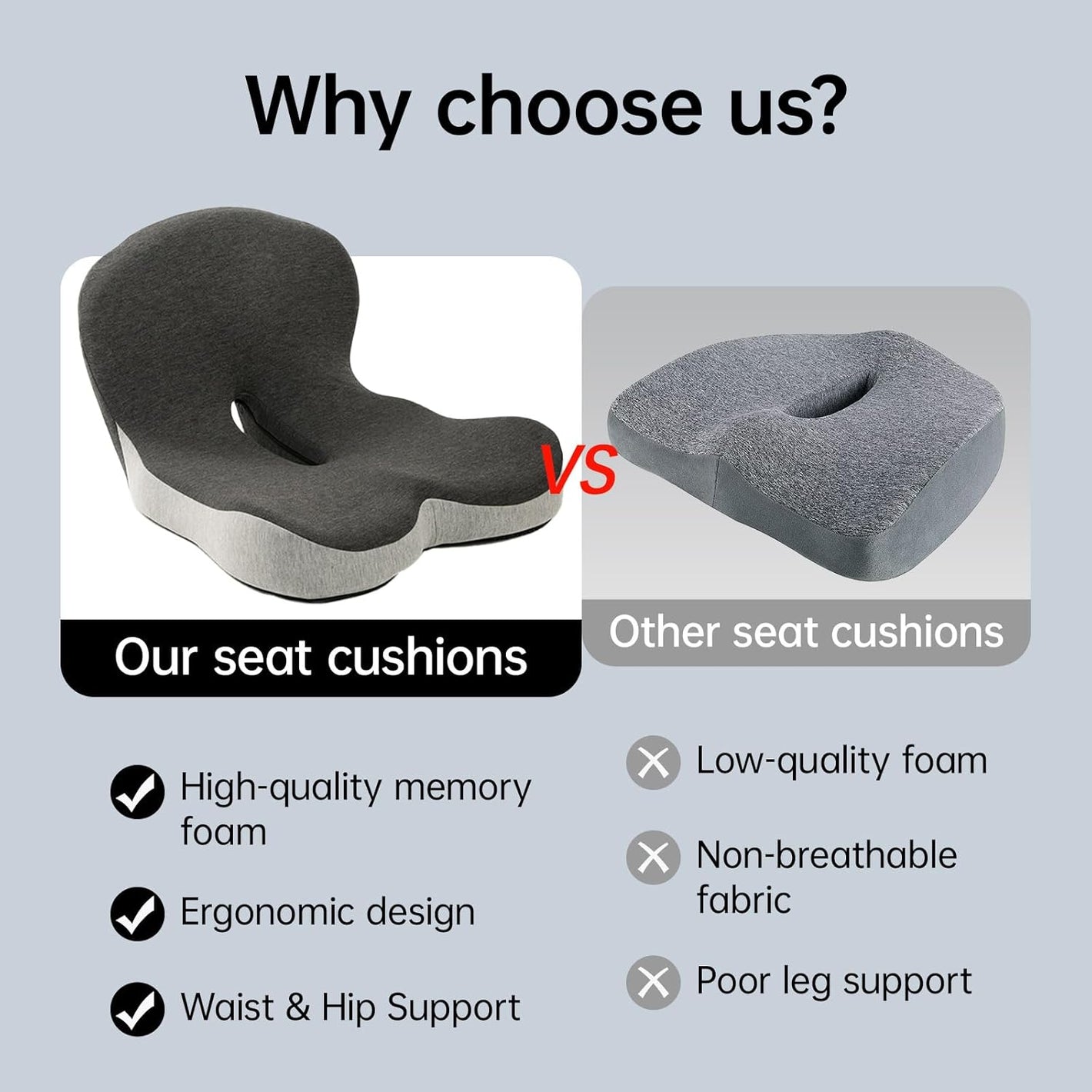 Orthopedic L-Shaped Memory Foam Seat Cushion Support