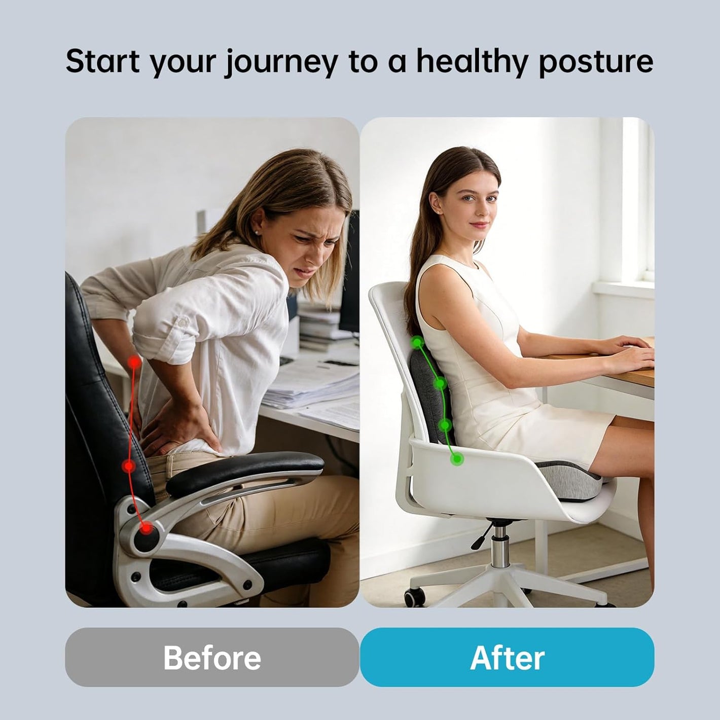 Orthopedic L-Shaped Memory Foam Seat Cushion Support