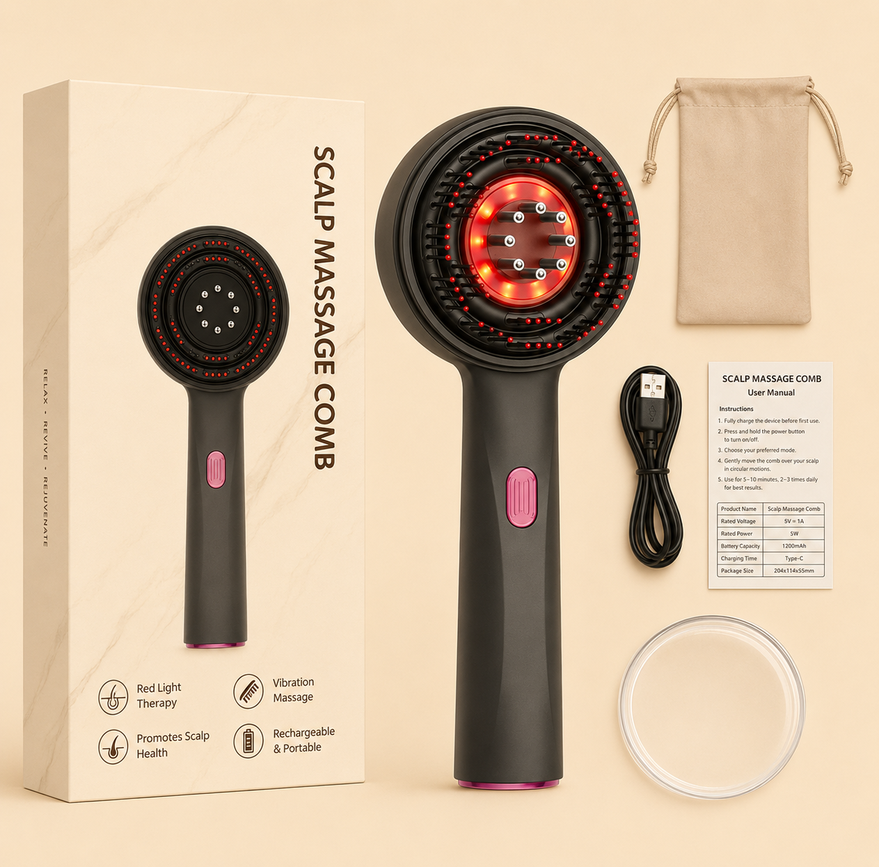 ANYRA™ Electric Red Light Scalp Massager Comb