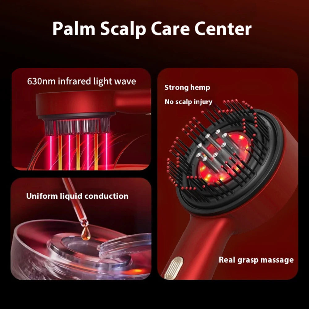 Electric Red Light Scalp Massager Comb With Oil Applicator